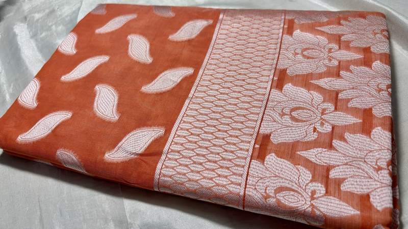 Kimaya Cotton Saree - Orange Kimaya Cotton Saree - Orange