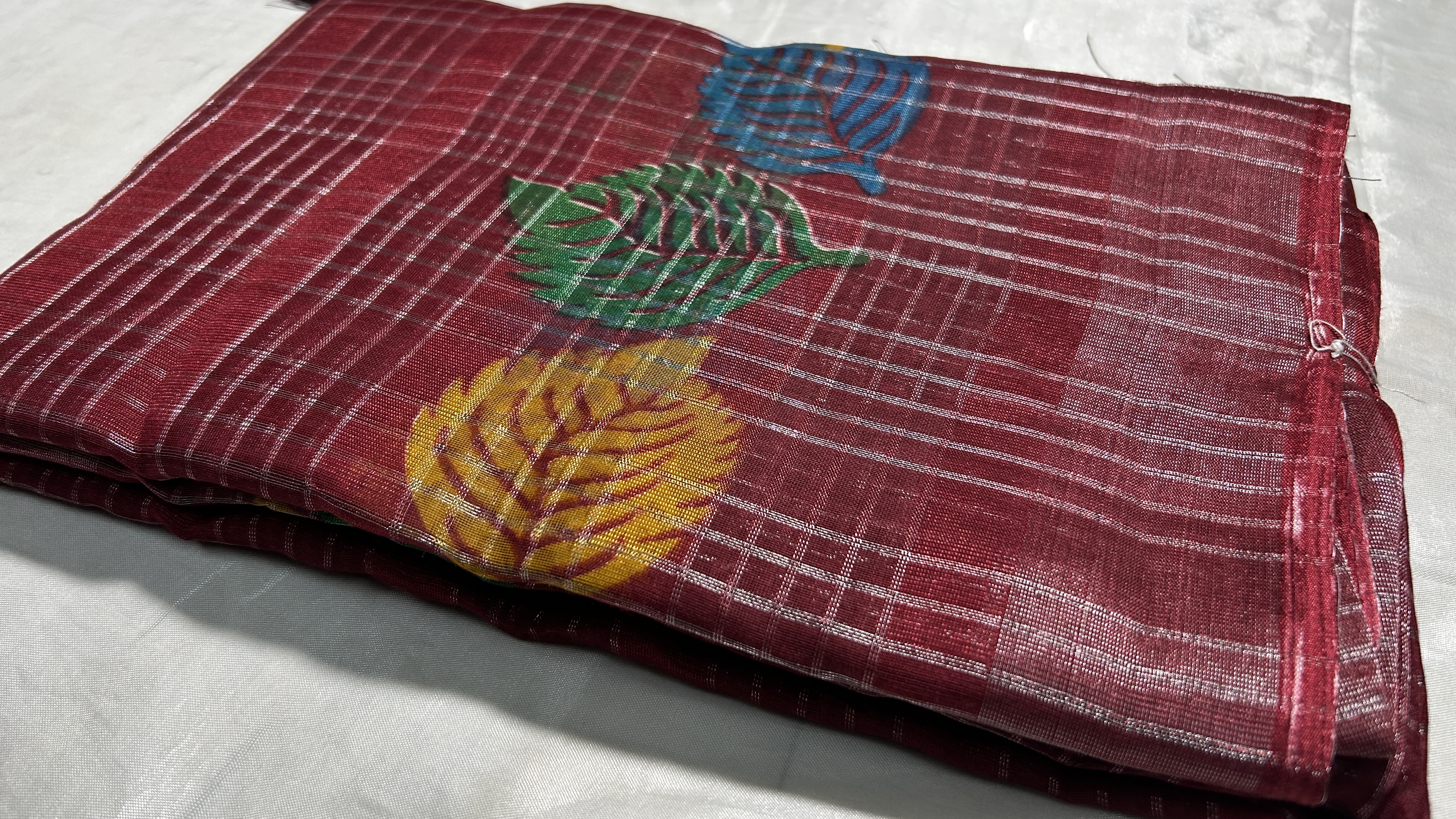 Fancy Silver Jari Cotton Saree - Red