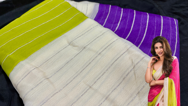 Pushpa 2 Moss Silver Line Saree - Purple